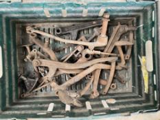 A crate of Alvis pedals, mechanical linkage etc.