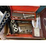 A quantity of socket sets in tins including Britool and King Dick.