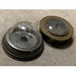 Two vintage limousine interior lights with cut glass lenses.