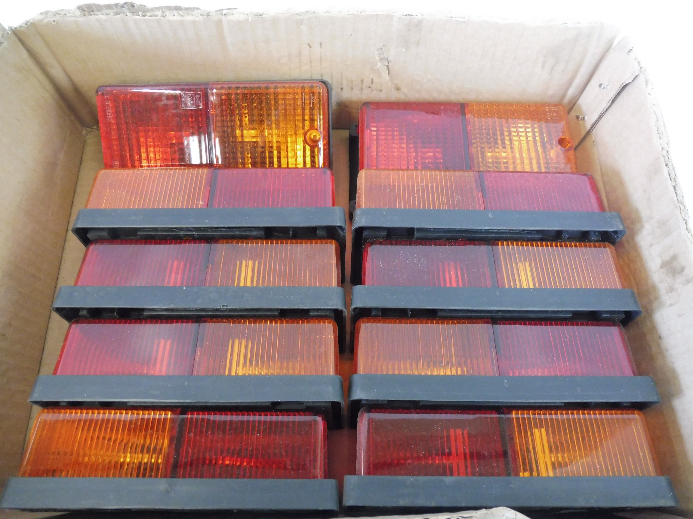 A box of new trailer lights.