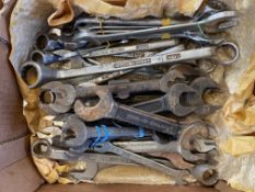 A quantity of assorted open ended and ring spanners including Gordon (Whitworth) and Matador (A.F.)
