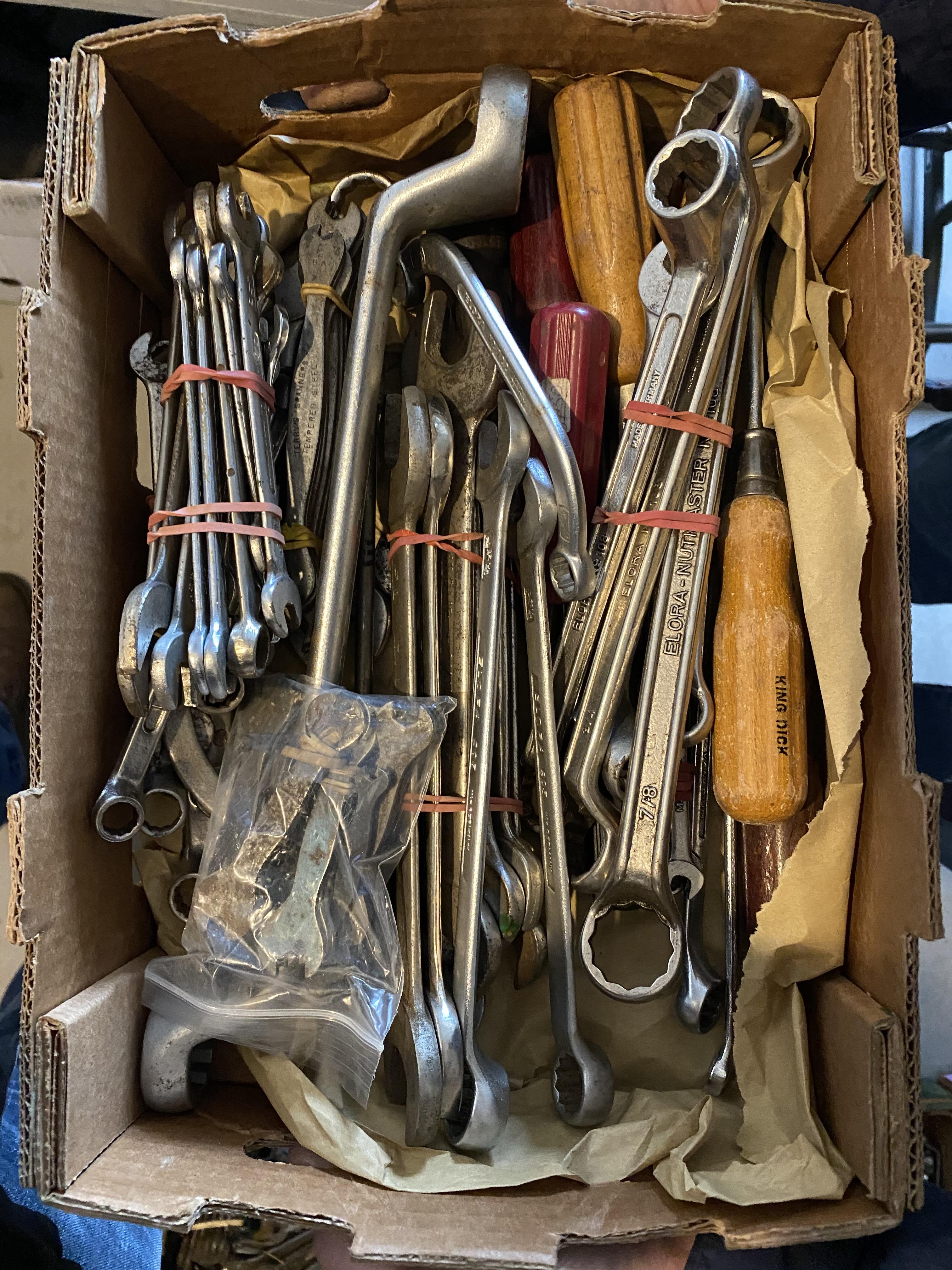 A quantity of spanners including Beford, Elora etc.