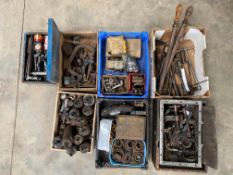An autojumbler's lot of various parts including coils, workshop tools etc.
