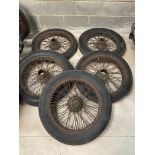 Five 820 x 120 wire wheels with splined centres.