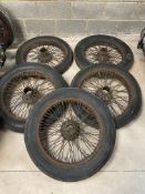 Five 820 x 120 wire wheels with splined centres.