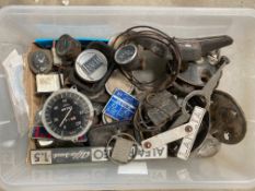 A box of assorted instruments and gauges including Smiths, some Lancia related.