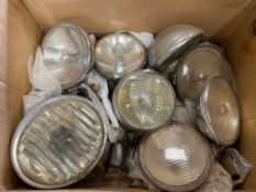 A box of assorted spot lamps etc.