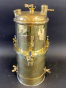 An Edwardian polished brass acetylene generator, in excellent condition, this was removed from a