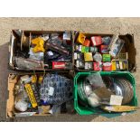 An autojumbler's lot in four boxes of car spares including new old stock, some relating to various