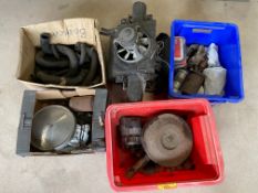 Four boxes of mostly Ford Cortina parts plus a Mk1 heater etc.