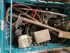 A crate of assorted mechanical parts including Austin 7.