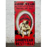 A decorative and contemporary oil on board promoting Goodyear Tyres, 23 x 50 1/2"