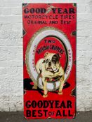 A decorative and contemporary oil on board promoting Goodyear Tyres, 23 x 50 1/2"