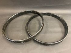 Two Dunlop beaded edge rims, appear in very good condition.