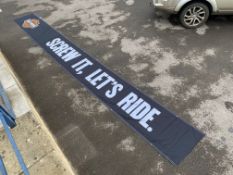 A very large Harley Davidson banner, 271" long x 31" high.