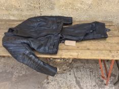 An Akito leather jacket and leather trousers.