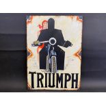 A decorative and contemporary oil on board depicting a motorcycle ridden by a man in silhouette