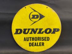 A Dunlop Authorised Dealer circular double sided enamel sign, 18" diameter.