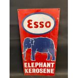 An Indian Esso Elephant Kerosene pictorial enamel sign by Bengal Enamel, 12 x 24".