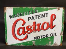 A Wakefield Patent Castrol Motor Oil rectangular enamel sign, 30 x 20".