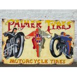 A decorative and contemporary oil on board promoting Palmer Motorcycle Tyres, 54 1/2 x 34".