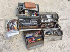 Several boxes of tools.