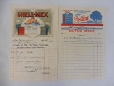 A Shell-Mex Ltd bill lead dated May 1921, Cyspal Garage Upper Norwood plus a Redline Motor Spirit