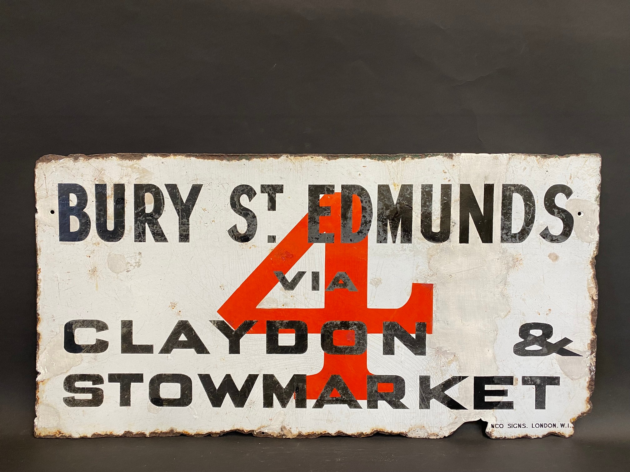 An unusual double sided enamel sign - Ipswich, Bury St. Edmunds via Stowmarket & Claydon, by Franco, - Image 4 of 6