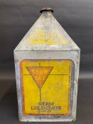 A Germ Oils five gallon pyramid can.