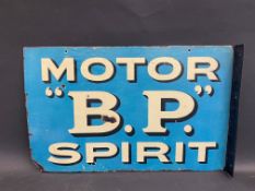 An early and rarely seen B.P. Motor Spirit double sided enamel sign with hanging flange (re-