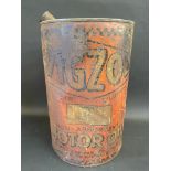 An early Vigzol Motor Oil five gallon drum.