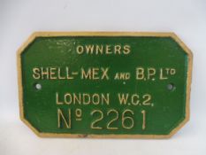 A cast iron railway wagon plate for Shell-Mex and BP Ltd, no. 2261.