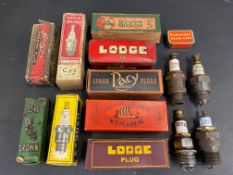 A quantity of spark plugs, many in original boxes and new old stock including Viking, Apollo, Bougie