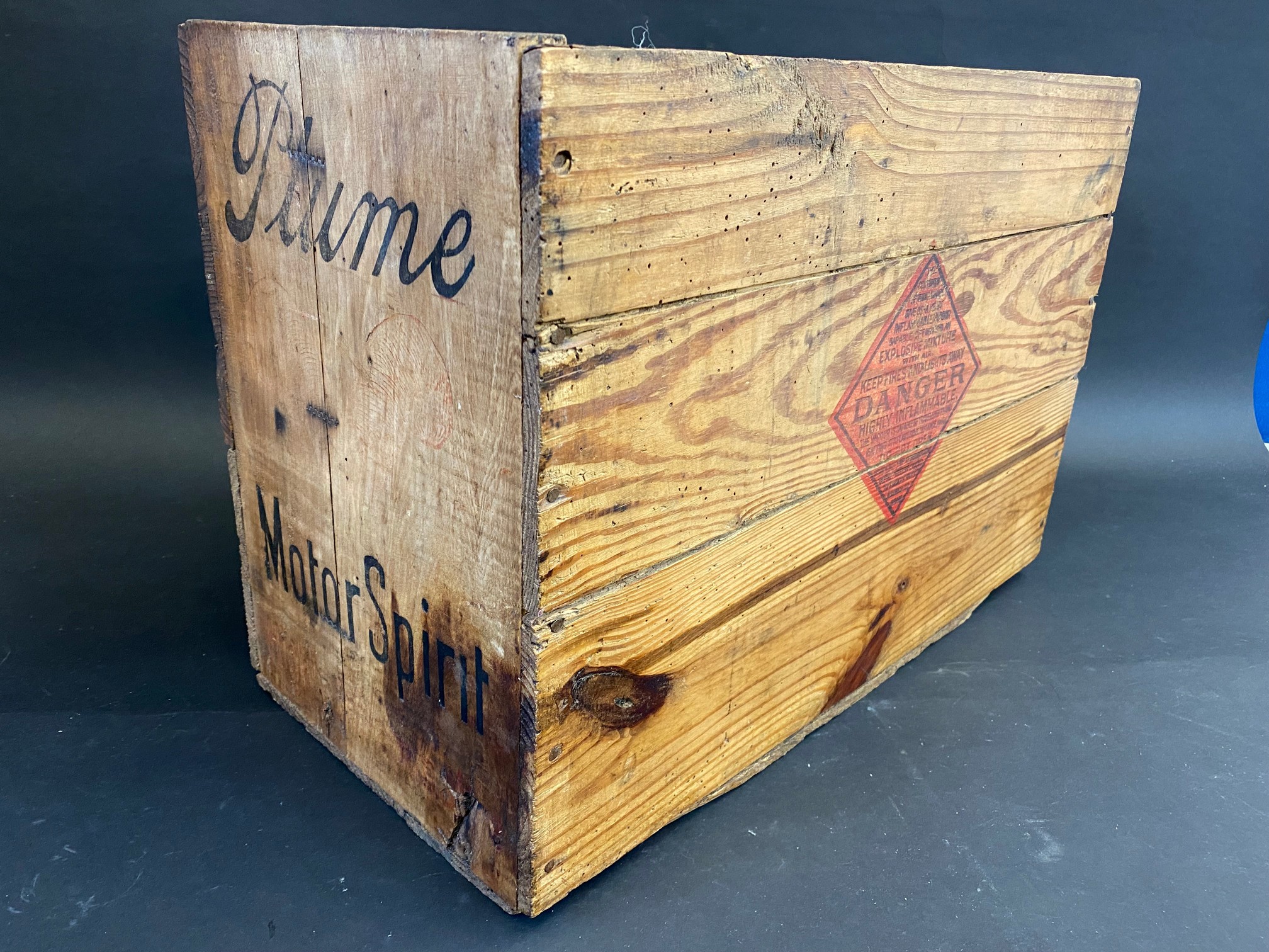 A Vacuum Oil Company 'Plume Motor Spirit' wooden packing crate. - Image 3 of 6