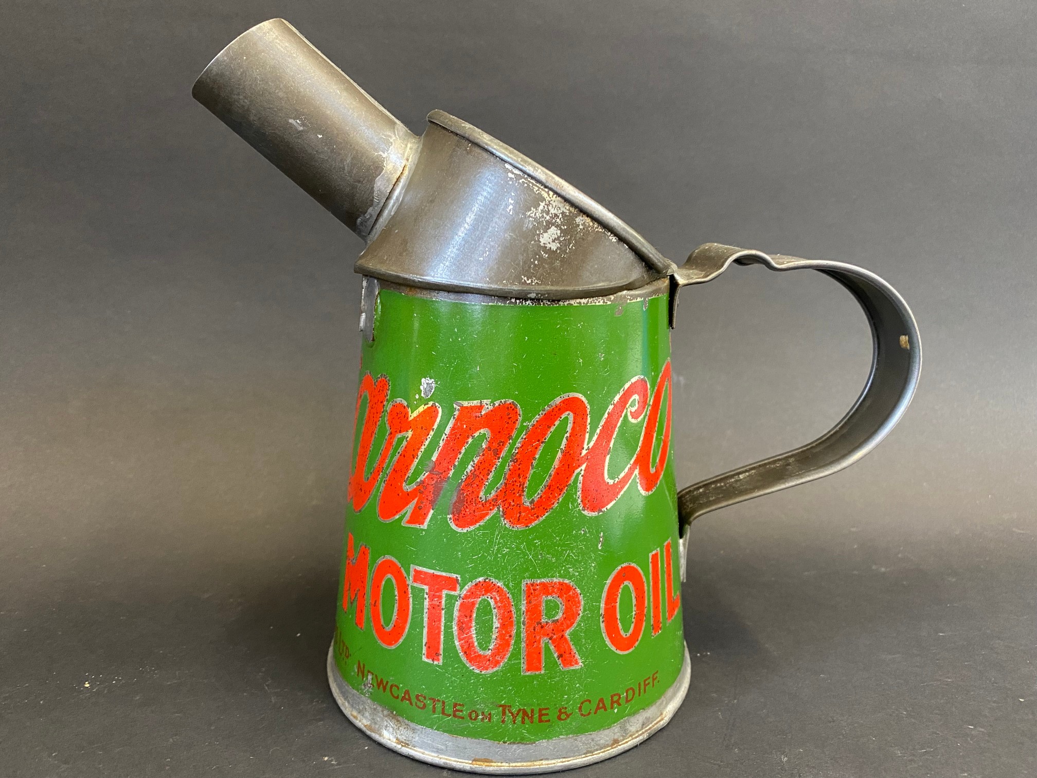 A rare Arnoco Motor Oil quart measure in very good bright condition.