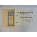 A share certificate for The British Petrol and Motor Equipment Company Limited dated March 1922