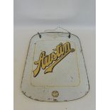 A very rare Austin radiator shaped advertising mirror, 10 3/4 x 15 1/2".