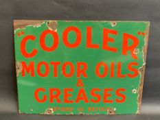 A rare 'Cooler' Motor Oils & Greases rectangular enamel sign with excellent gloss, 24 x 18".