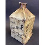 A rare and early White's Electrine High Grade Lubricating Oil gallon pyramid can, with full