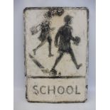 A 'School' children crossing road sign, 14 x 21".