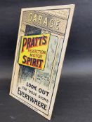 An original Pratt's Perfection Motor Spirit advertisement depicting an enamel sign on a wall,