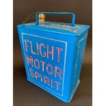 A Flight Motor Spirit two gallon petrol can by Valor, dated May 1935.