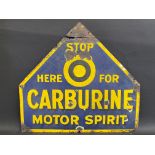 An early and rarely seen Carburine Motor Spirit enamel sign by Franco, 27 x 25".