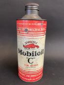 A Gargoyle Mobiloil 'C' for gears cylindrical quart oil can.