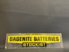 A Dagenite Batteries 'Stockist' rectangular perspex showroom sign, 36 x 9".