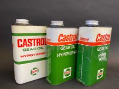 Three Castrol Gear Oil Hypoy EP90 rectangular quart cans.