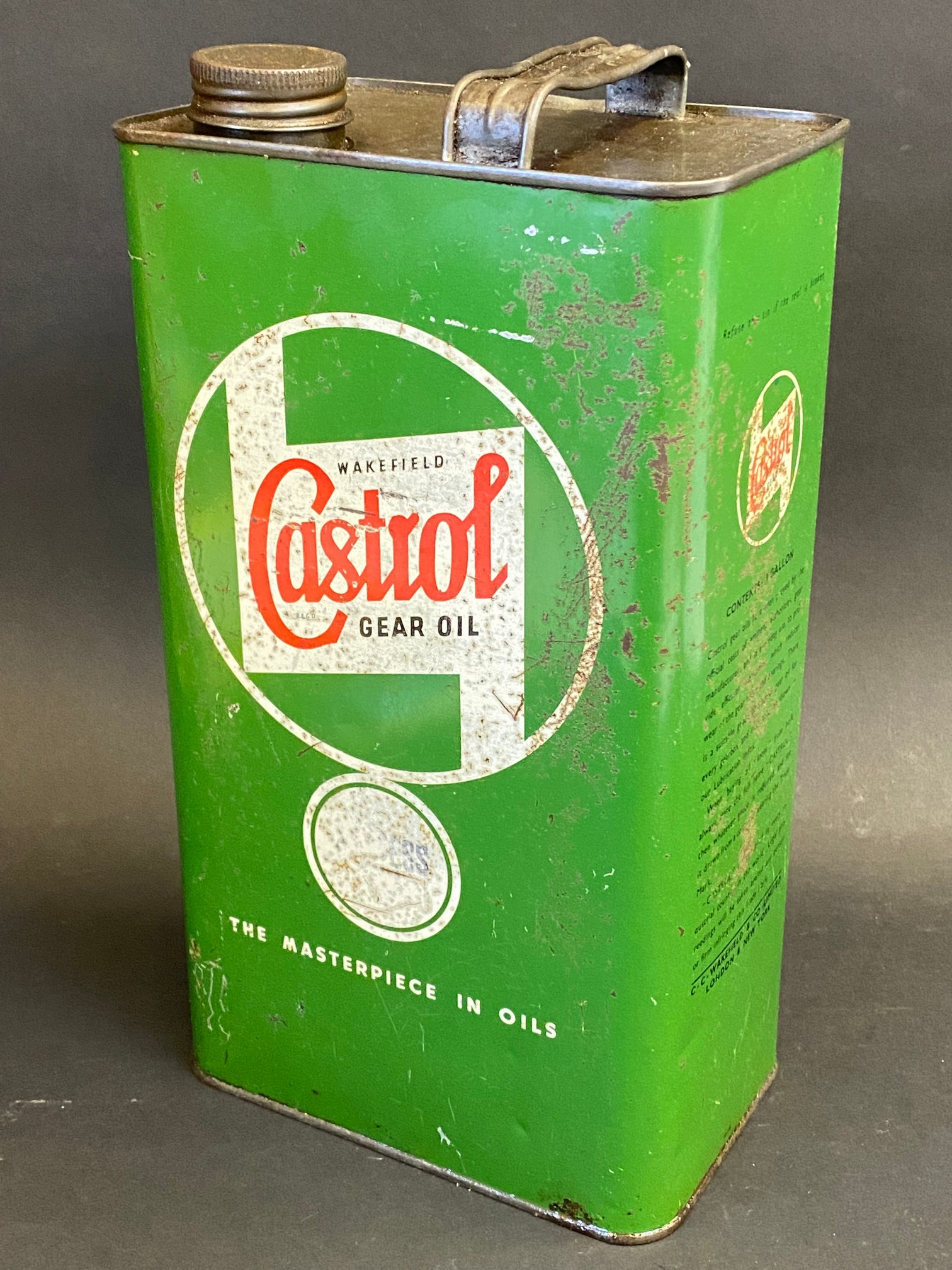 A Wakefield Castrol Gear Oil gallon can.