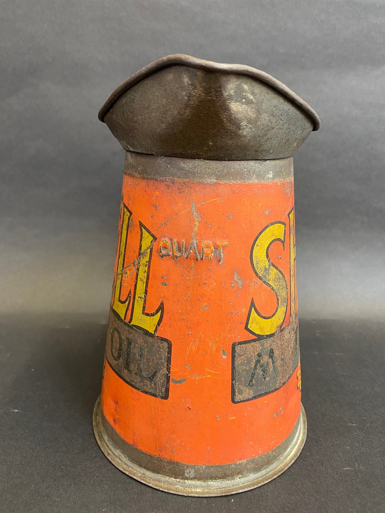 An early Shell Motor Oil wide neck quart measure. - Image 2 of 5