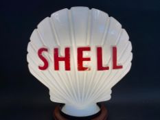 A Shell glass petrol pump globe, fully stamped 'Property of Shell-Mex & BP Ltd'.
