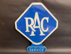 An RAC lozenge shaped double sided enamel sign with a double sided Get-You-Home Service